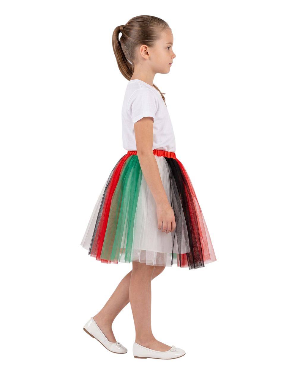 Bidani - Girls' UAE National Day Flag Color Tulle Tutu Skirt - Multicolor