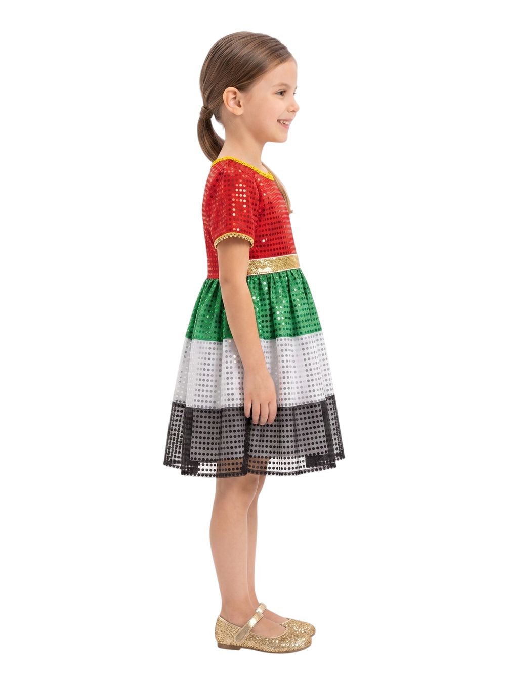 Bidani - Girls' UAE National Day All-over Sequin Flag Dress - Multicolor