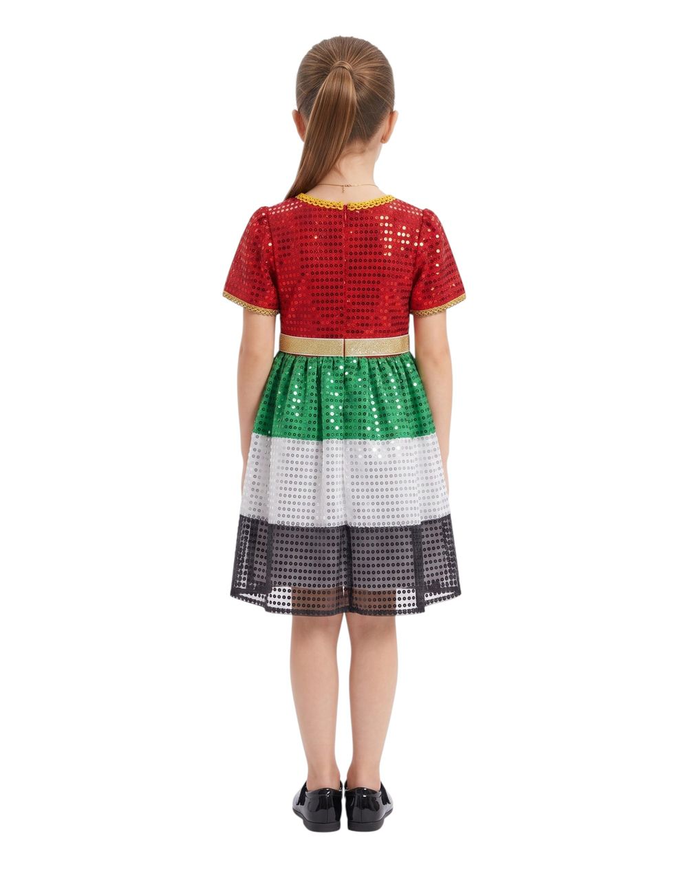 Bidani - Girls' UAE National Day All-over Sequin Flag Dress - Multicolor