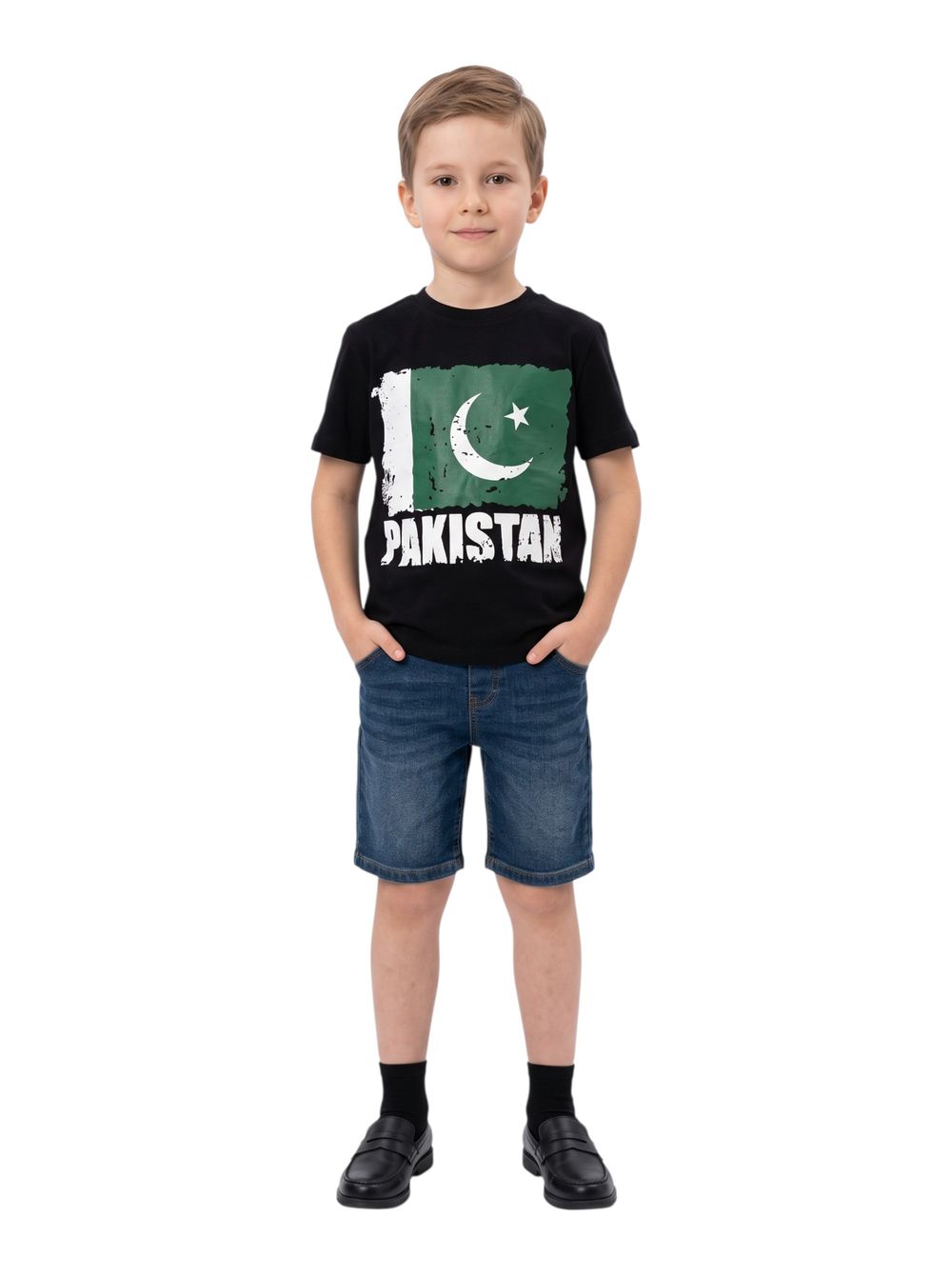 Bidani - Kids Pakistan Flag Graphic T-Shirt - Black