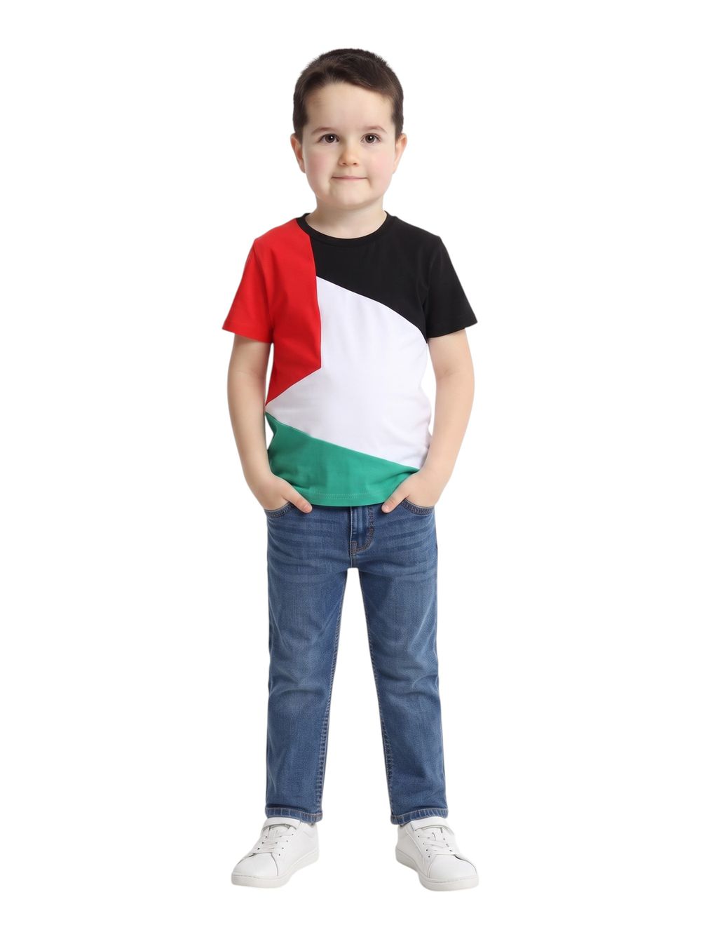 Bidani - Kids Palestine Flag Color Block T-Shirt - Multicolor