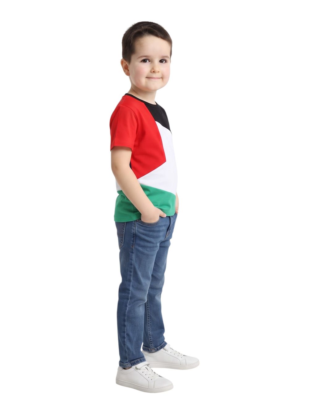 Bidani - Kids Palestine Flag Color Block T-Shirt - Multicolor