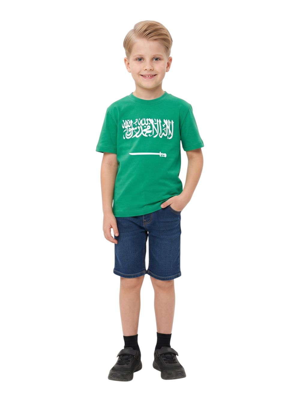 Bidani - Boys Saudi Arabia Flag Graphic T-shirt - Green