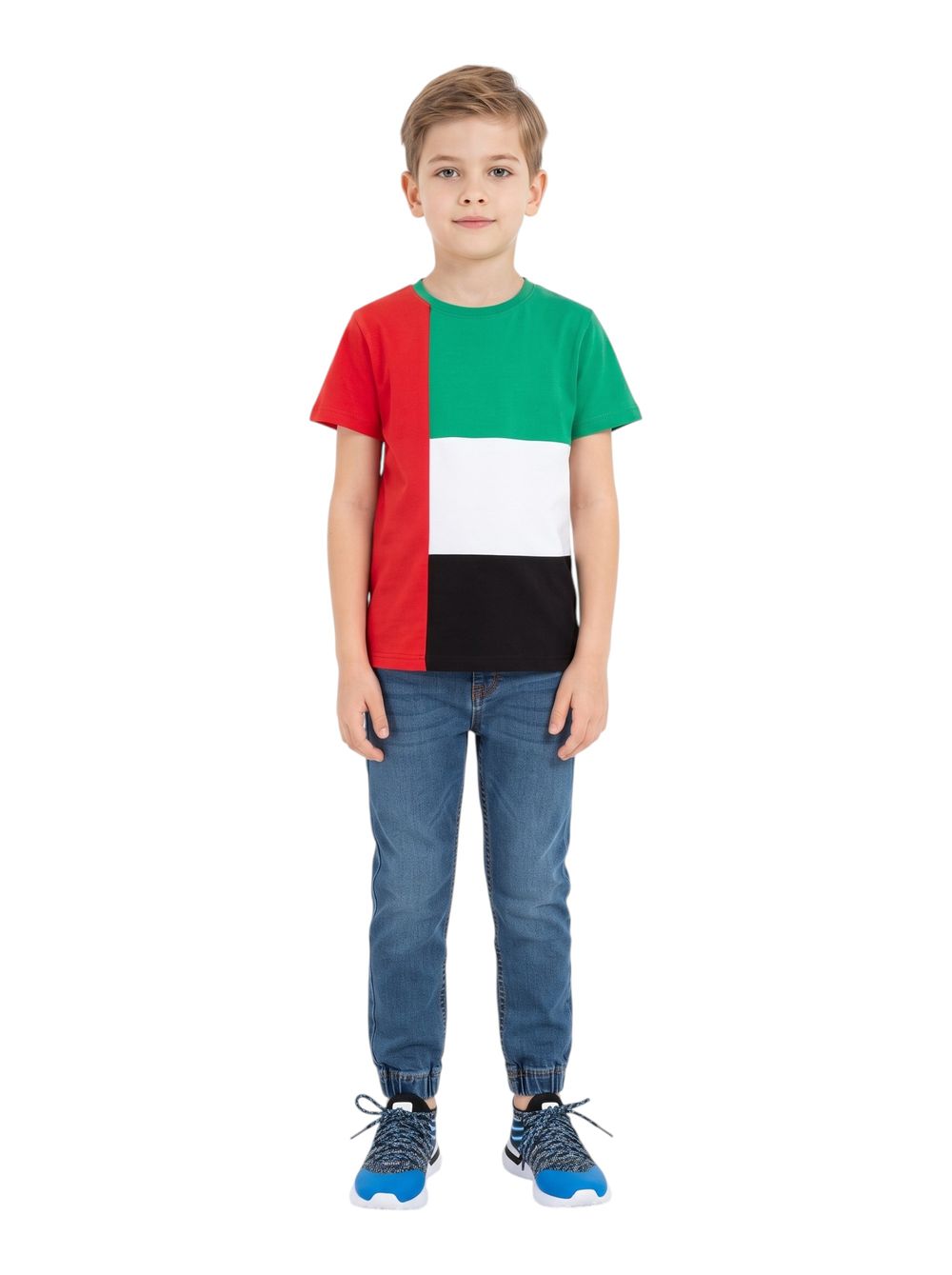 Bidani - Boys UAE National Flag Colorblock T-shirt - Multicolor