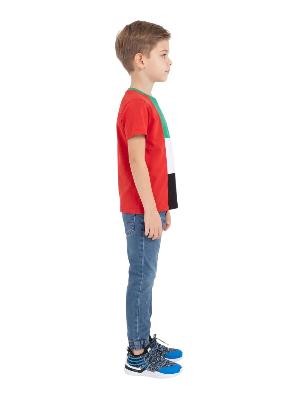Bidani - Boys UAE National Flag Colorblock T-shirt - Multicolor