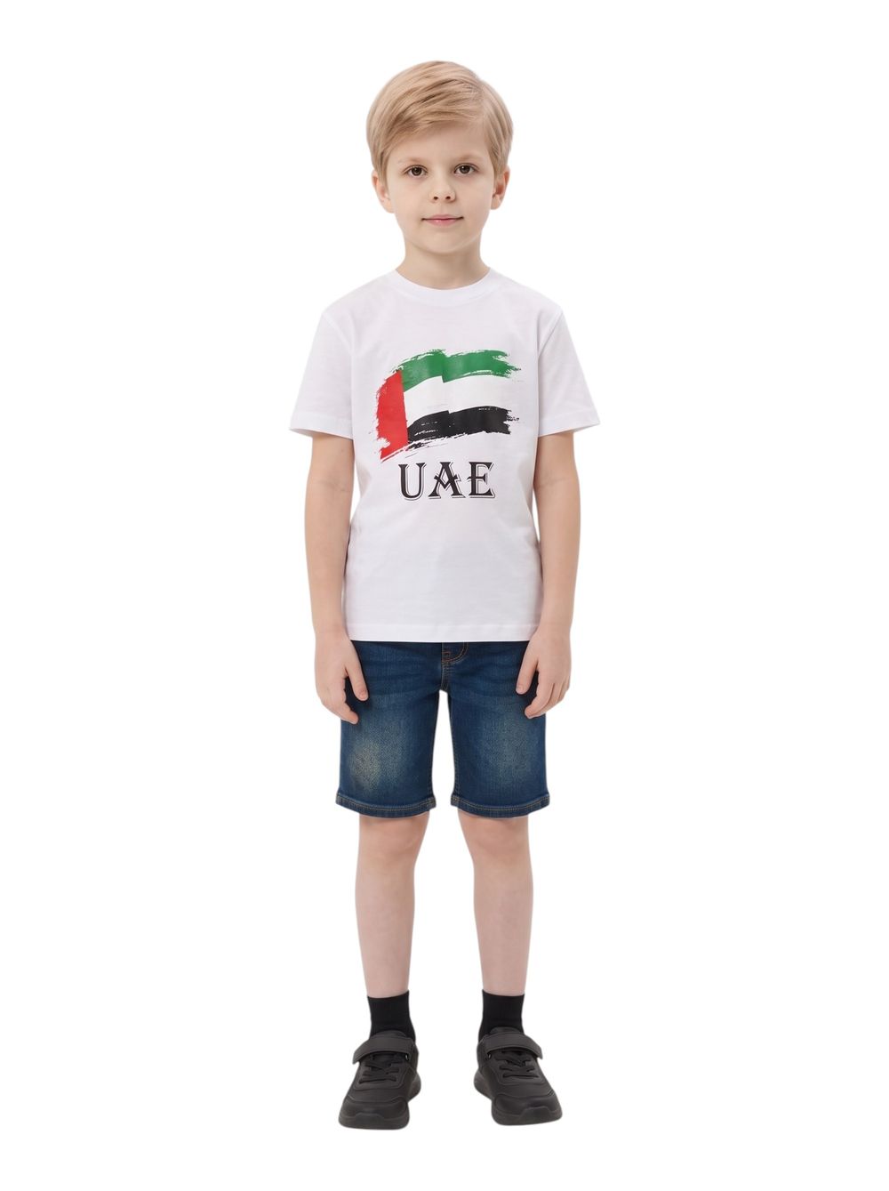 Bidani - Boys' UAE Distressed Flag Graphic T-shirt - White