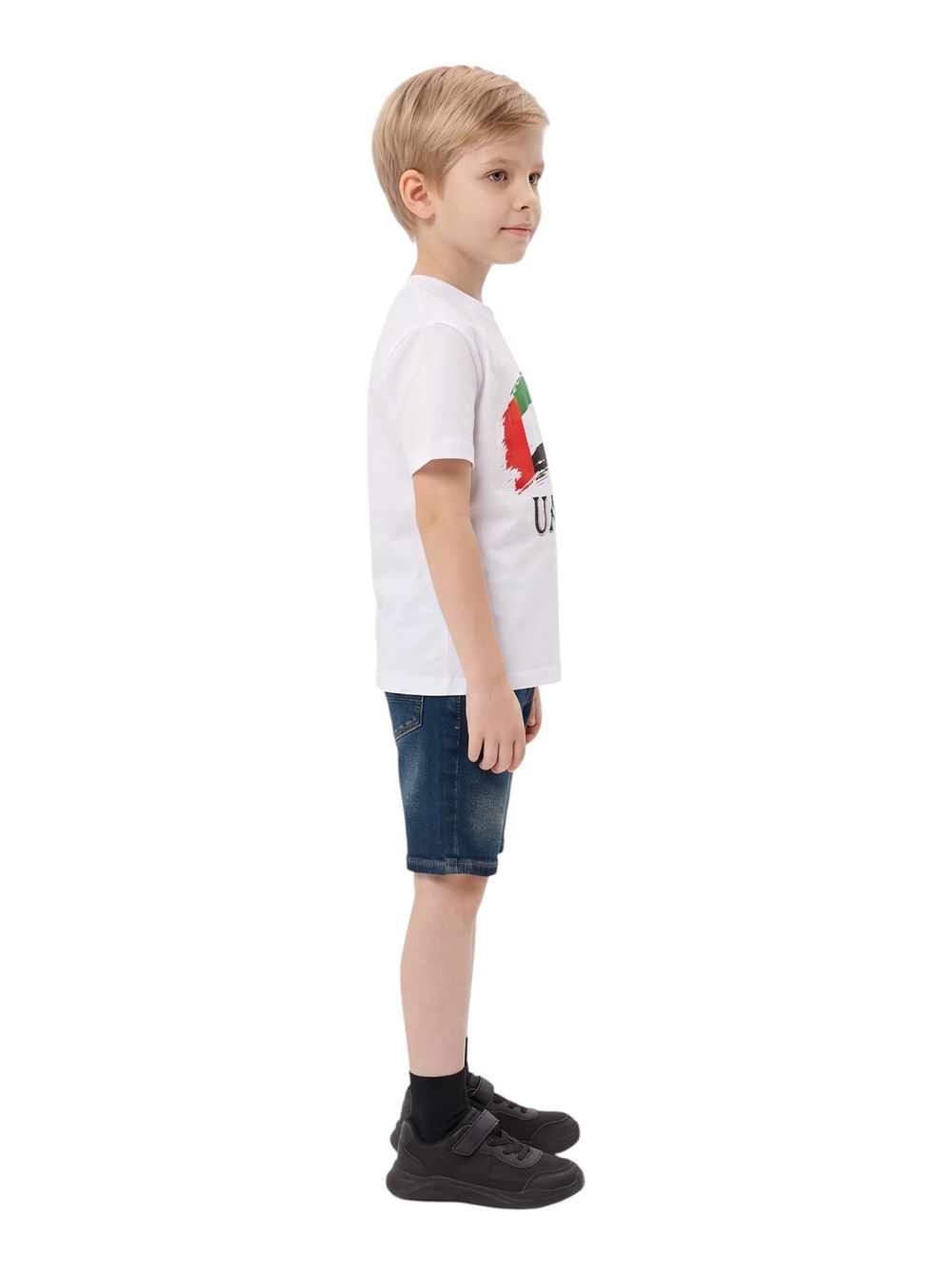 Bidani - Boys' UAE Distressed Flag Graphic T-shirt - White