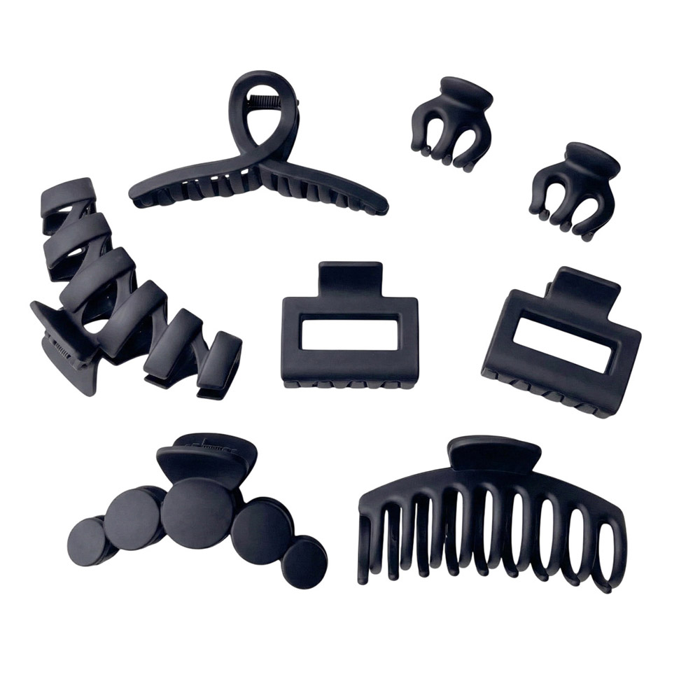 Bidani - Dragon Fruit Hair Claw Set - Black Matte - 8 Pcs