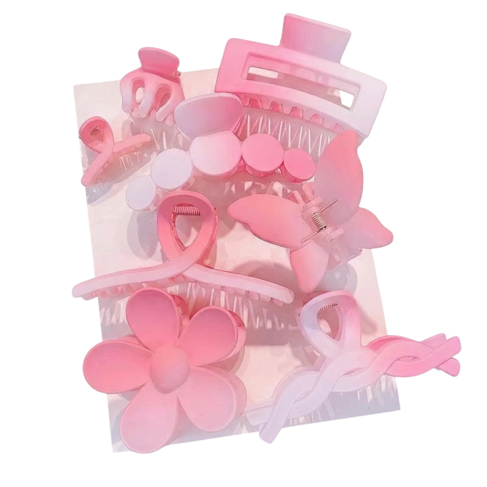 Bidani - Dragon Fruit Hair Claw Set - Pink Matte - 8 Pcs