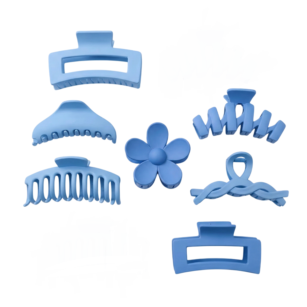Bidan - Dragon Fruit Hair Claw Set - Blue Matte - 8 Pcs