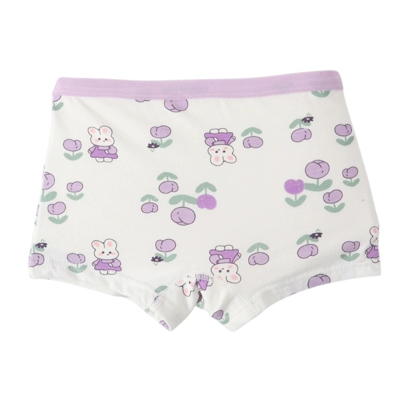 Bidani - 4pc-Set - Girl's Printed Soft Comfort Panties - Purple/White