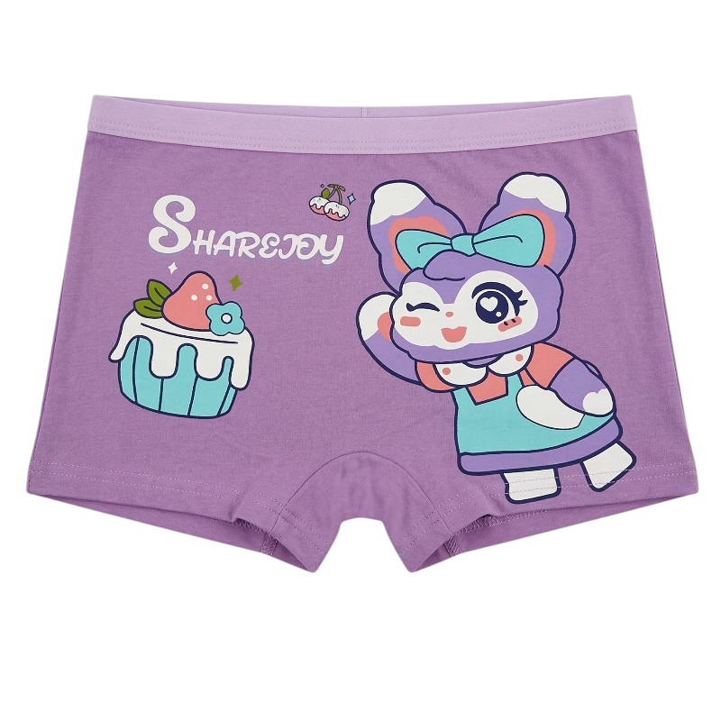 Bidani - 4pc-Set - Girl's Soft Comfort Printed Panties - Purple/White