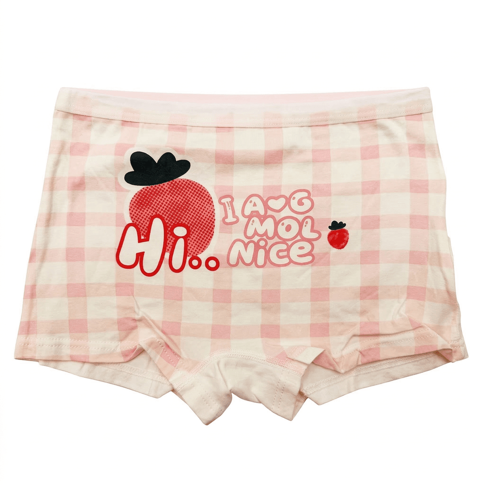 Bidani - 4pc-Set - Girl's Strawberry Printed Soft Comfort Panties - Pink/White