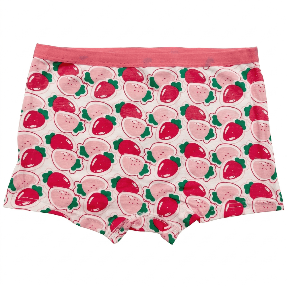 Bidani - 4pc-Set - Girl's Strawberry Printed Soft Comfort Panties - Pink/White