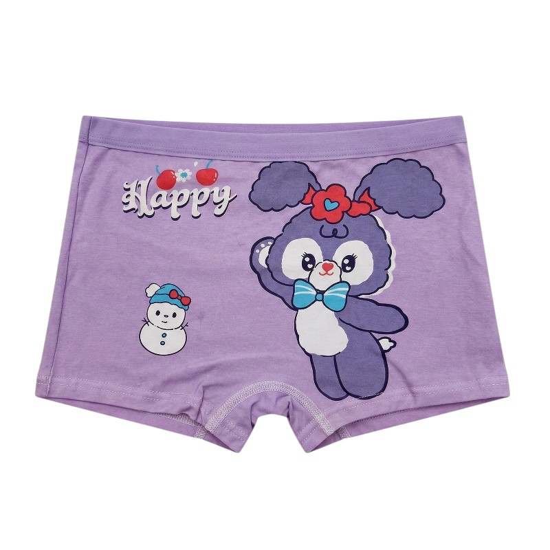 Bidani - 4pc-Set - Girl's Love Happy Printed Soft Comfort Panties - Purple