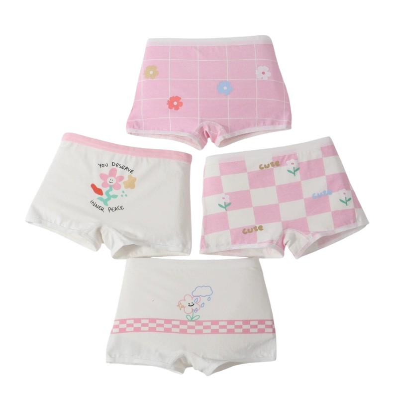 Bidani - 4pc-Set - Girl's Inner Peace Printed Soft Comfort Panties - Multicolor