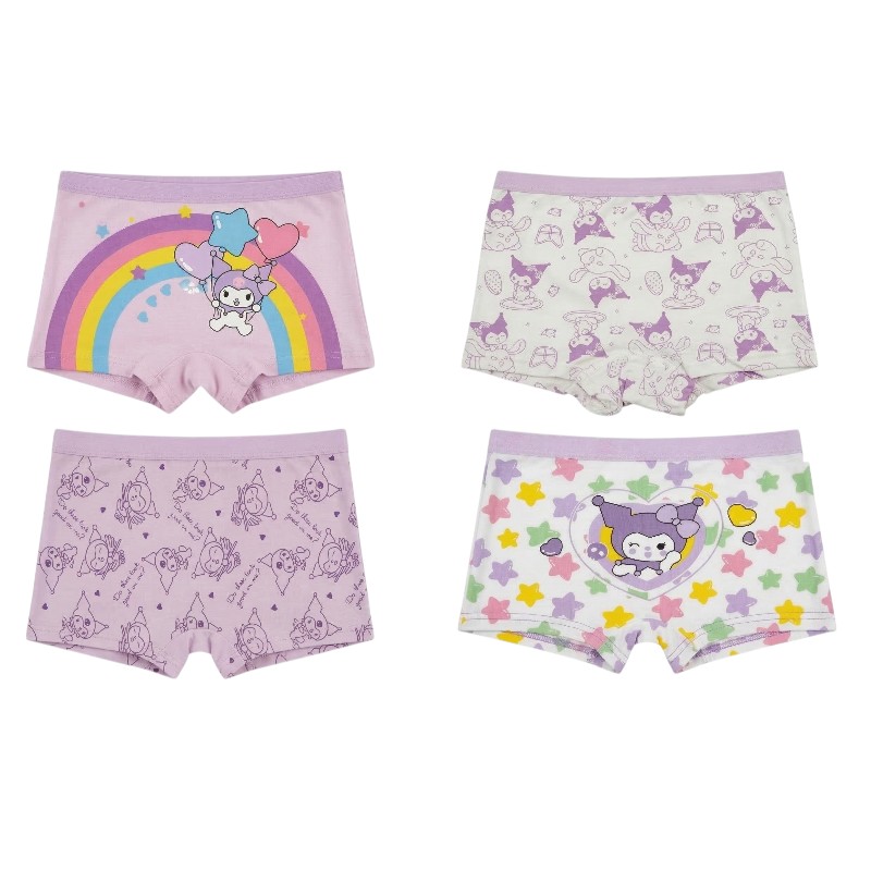 Bidani - 4pc-Set - Girl's Kuromi Printed Soft Comfort Panties - Multicolor