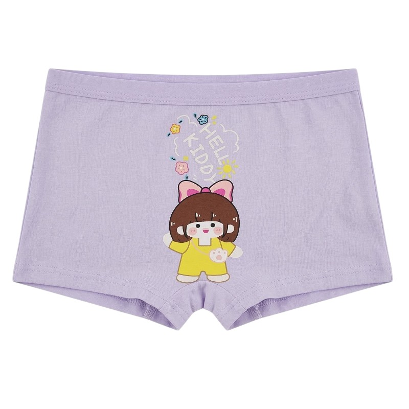 Bidani - 4pc-Set - Girl's Printed Boxer Style Soft Comfort Panties - Purple/White