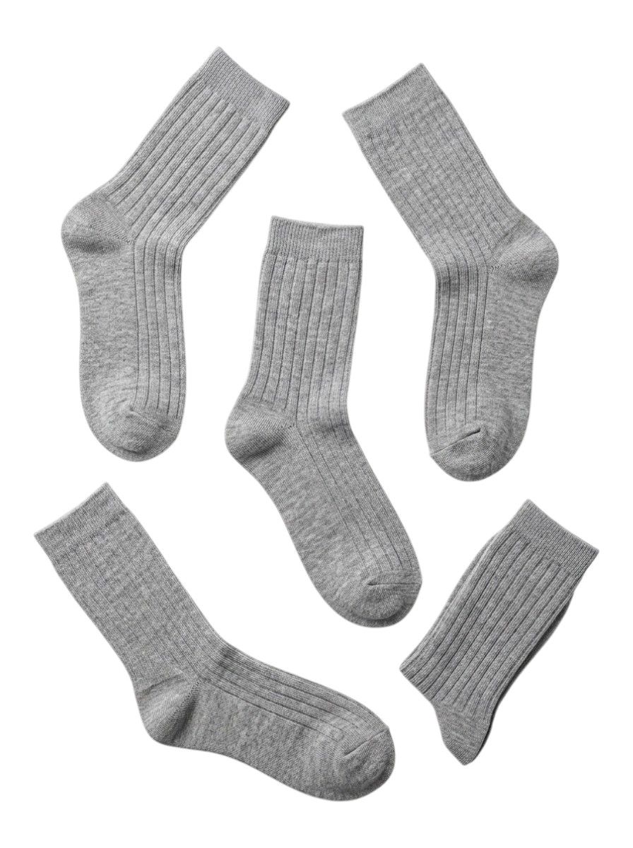 Bidani - 5pc-Set - Essential Cotton School Long Socks - Grey