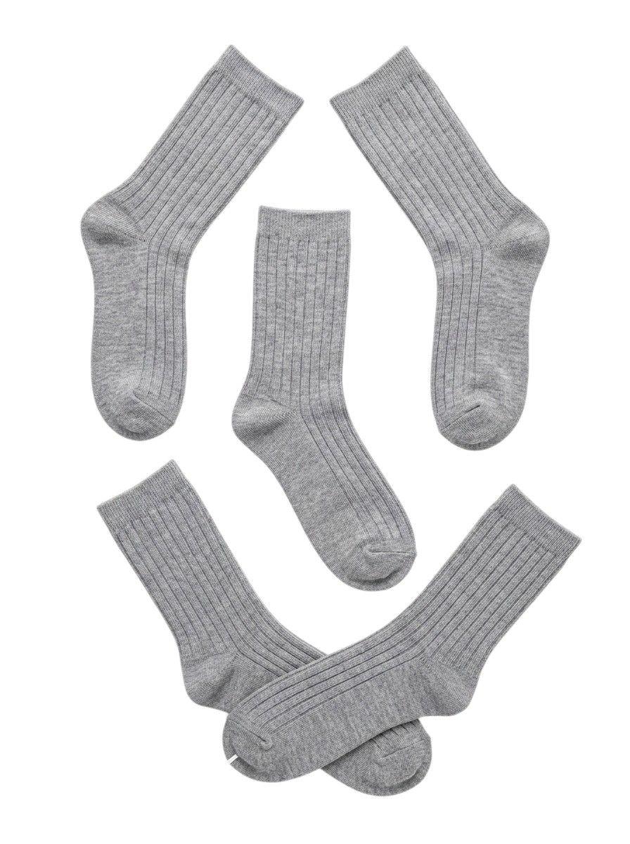 Bidani - 5pc-Set - Essential Cotton School Long Socks - Grey