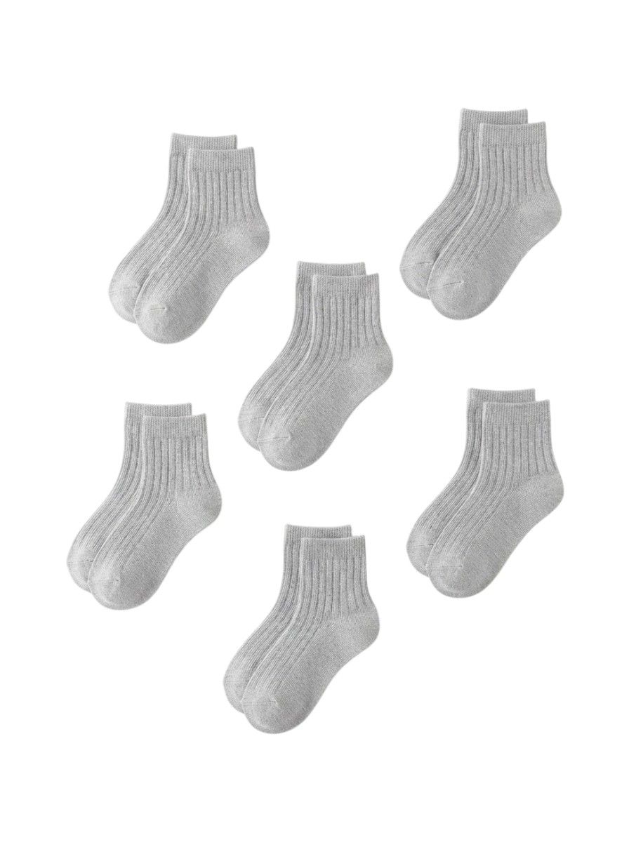 Bidani - 5pc-Set - Essential Cotton School Short Socks - Grey