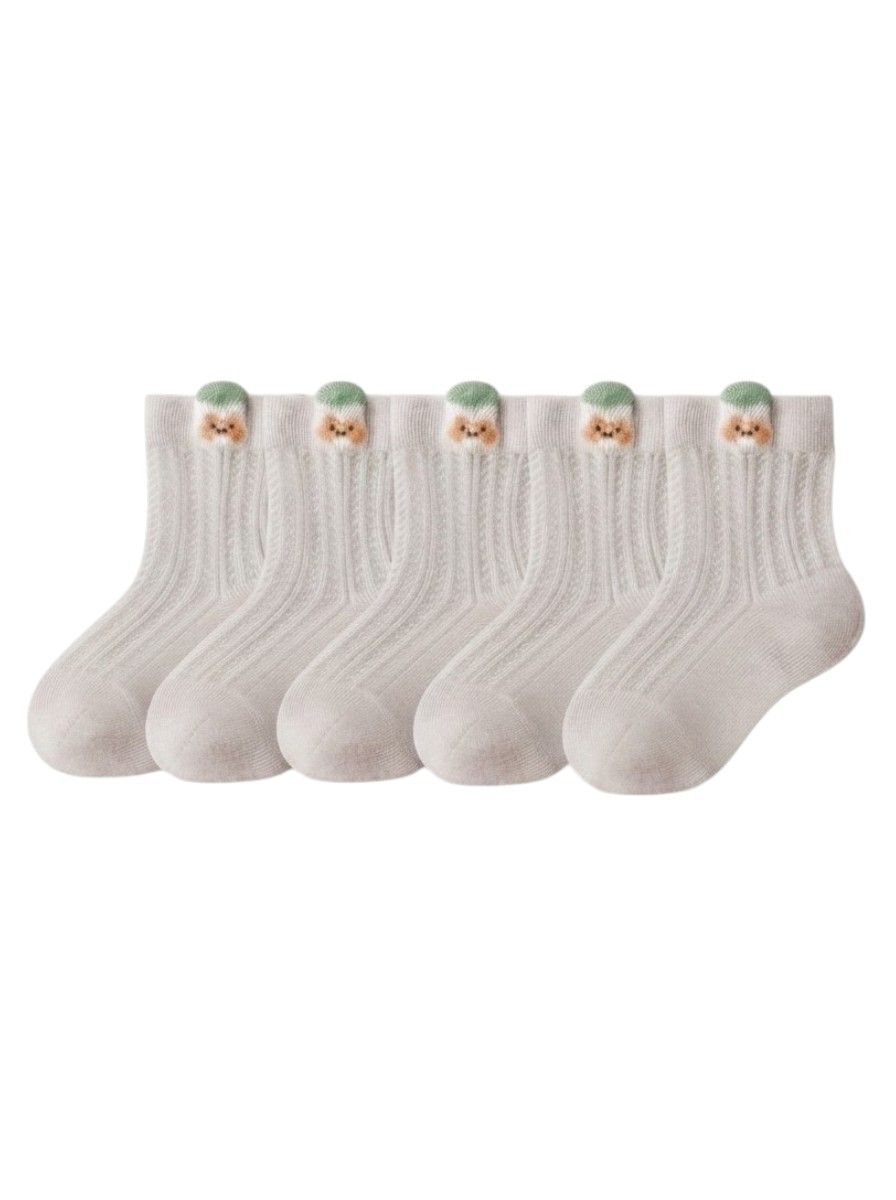Bidani - 5pc-Set - Ribbed Crew Socks With Back Tab - Grey