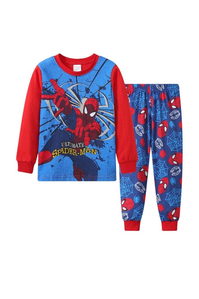 Daniel Boy's Spider-Man Printed Pyjama Top and Pants - Multicolor - 2 Pcs