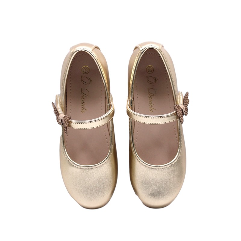 D' Daniela Girl's Golden Butterfly Charm Flats Shoes