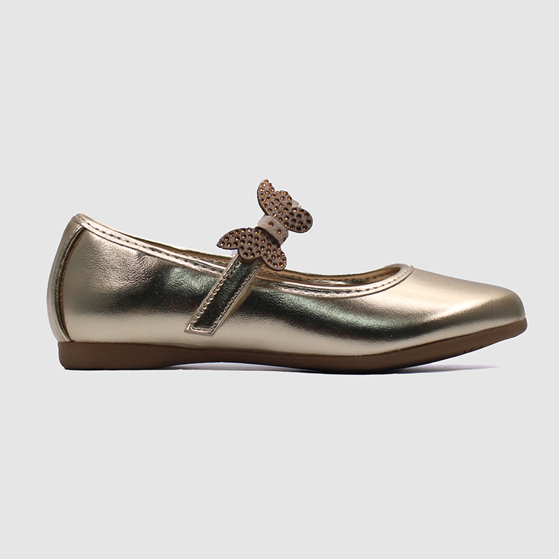 D' Daniela Girl's Golden Butterfly Charm Flats Shoes