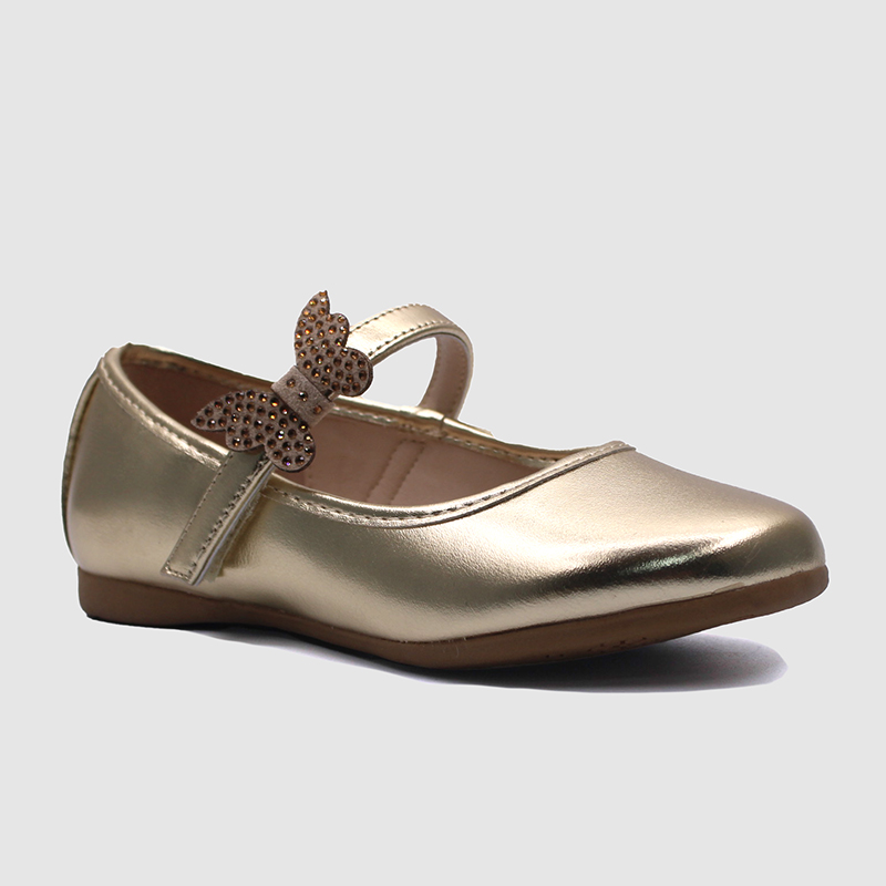 D' Daniela Girl's Golden Butterfly Charm Flats Shoes