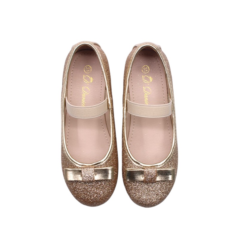D' Daniela Girl's Glitter Bow Mary Jane Flats Shoes