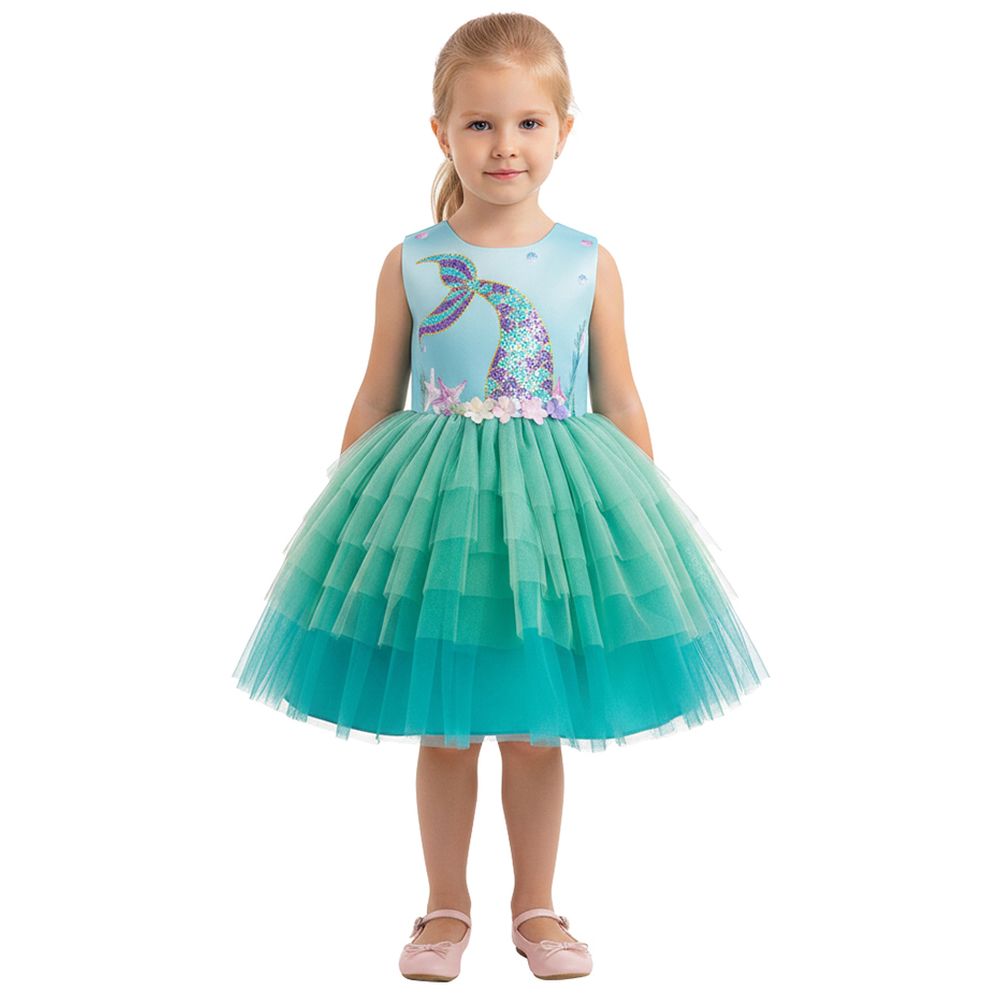 D' Daniela Girl's Mermaid Dreams Dress - Blue