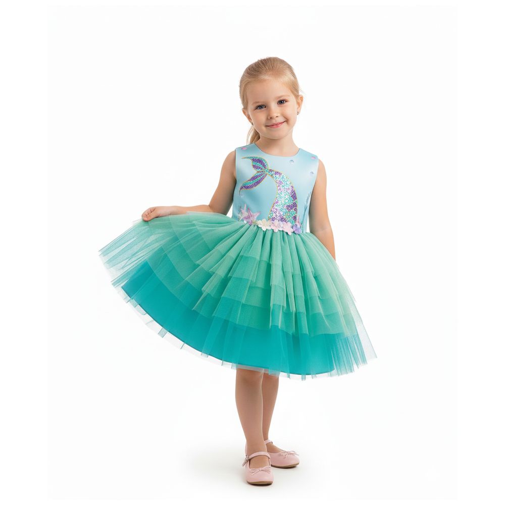 D' Daniela Girl's Mermaid Dreams Dress - Blue