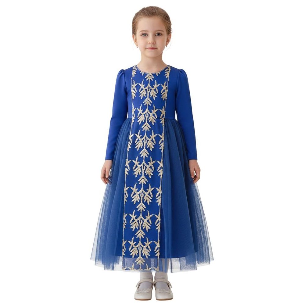 D' Daniela Khadija Jalabiya Abaya with Sleeves - Blue