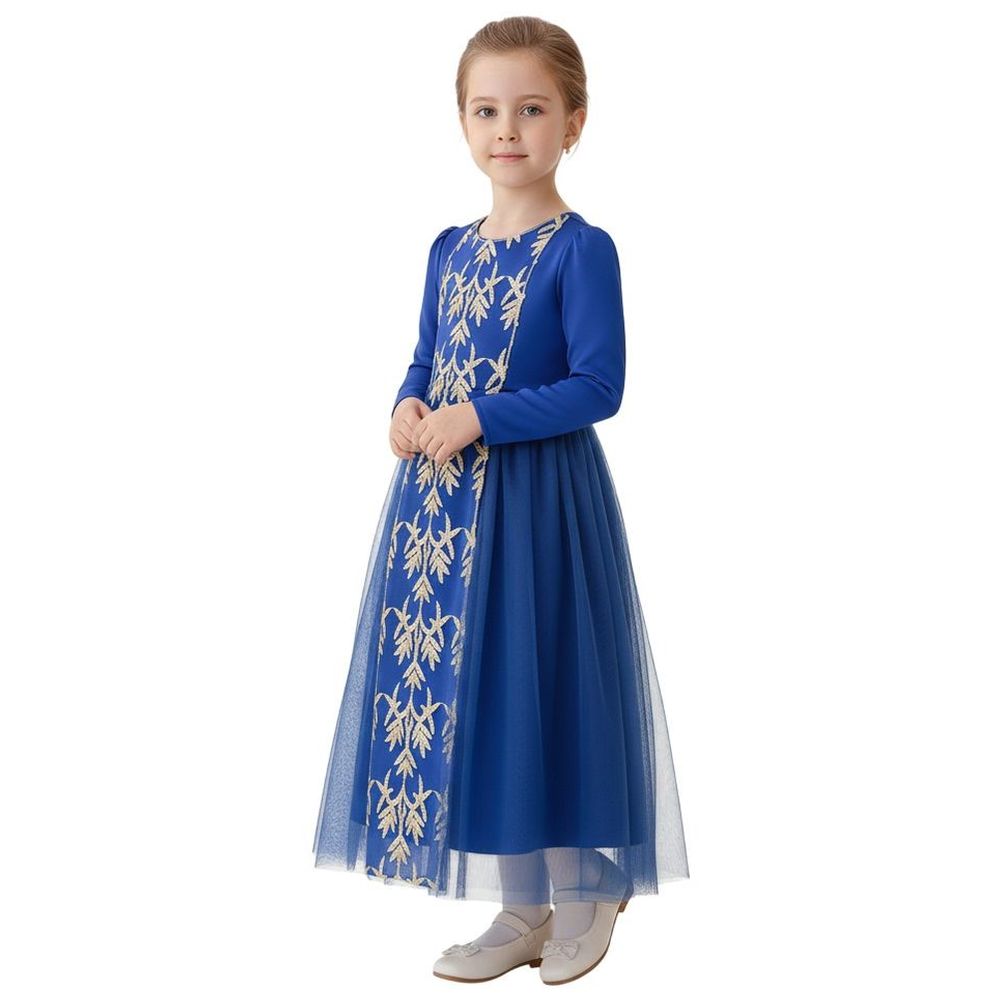 D' Daniela Khadija Jalabiya Abaya with Sleeves - Blue