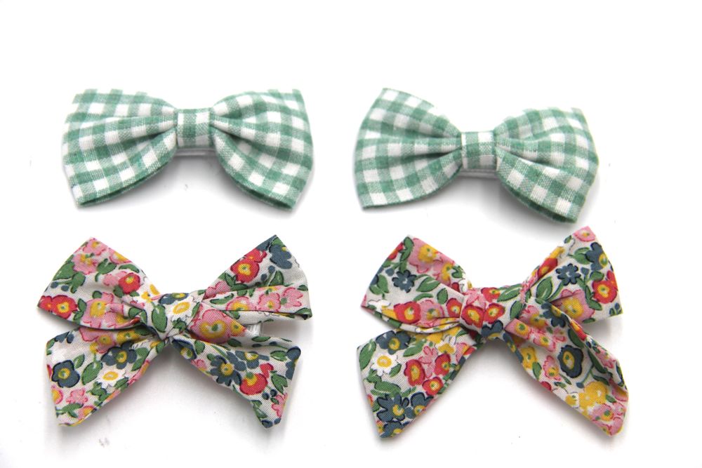 D' Daniela Rana Ribbon Bow Clip Set for Babies & Girls Green - Multicolor