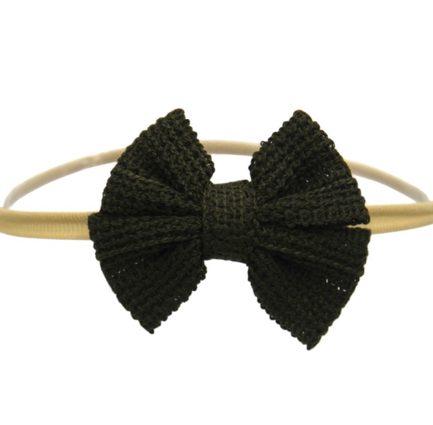 D' Daniela Eira Ribbon Bow Clip Set 4pcs Olive - Green
