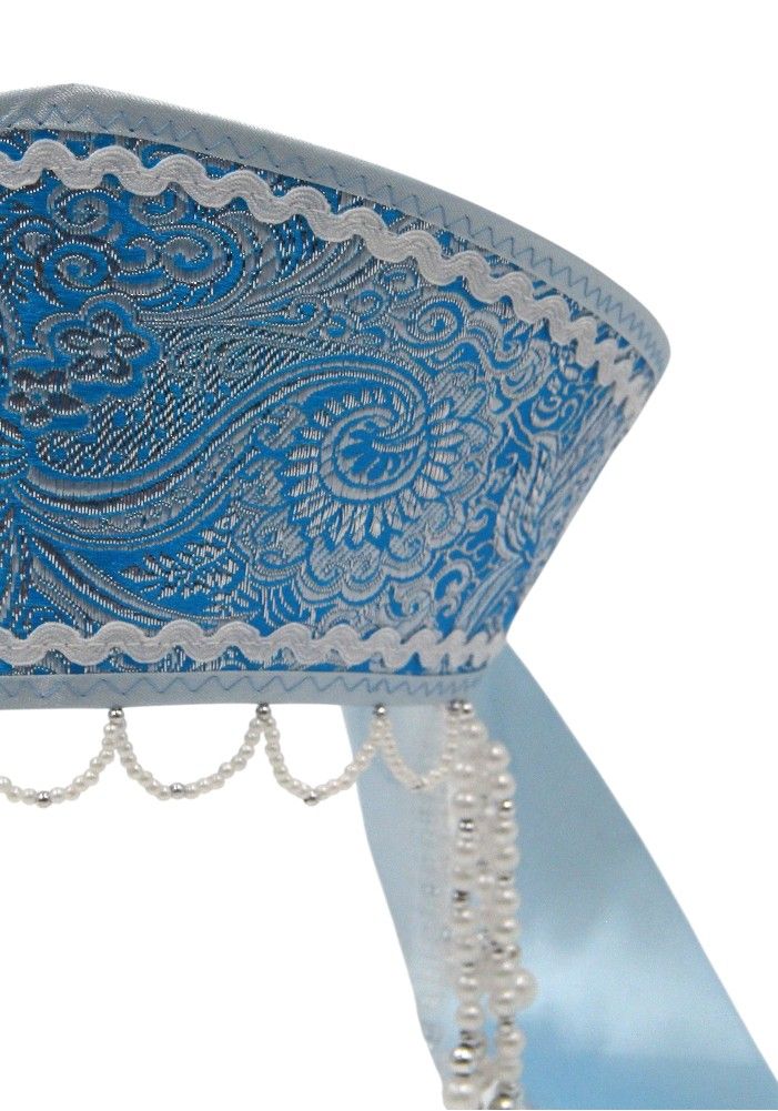 D' Daniela - Women's Traditional Headdress Kokoshnik - Light Blue/White