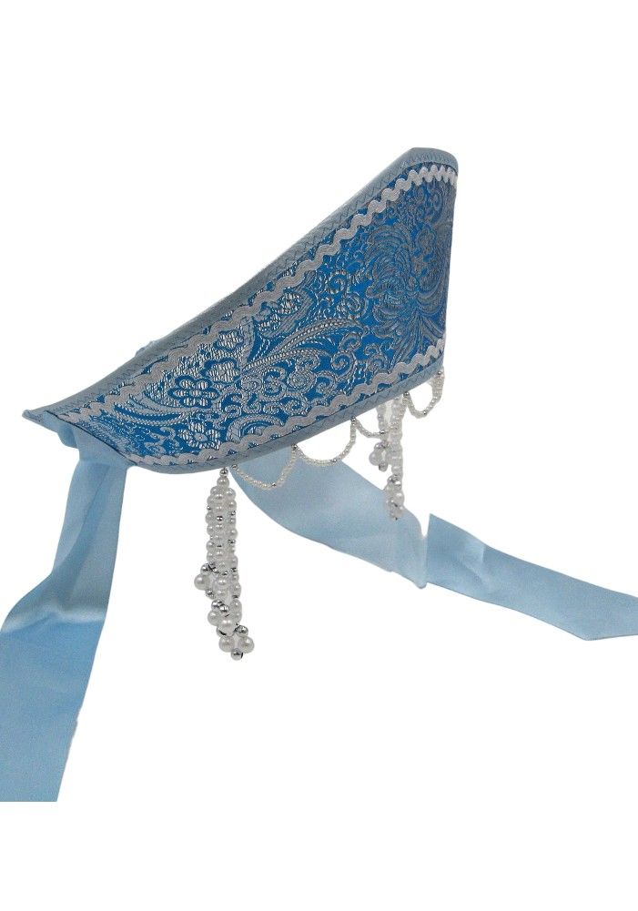 D' Daniela - Women's Traditional Headdress Kokoshnik - Light Blue/White