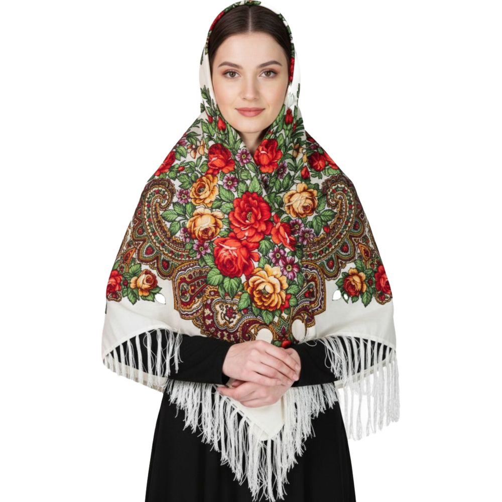 D' Daniela - Klara Women's Eastern European Cotton Tassel Shawl