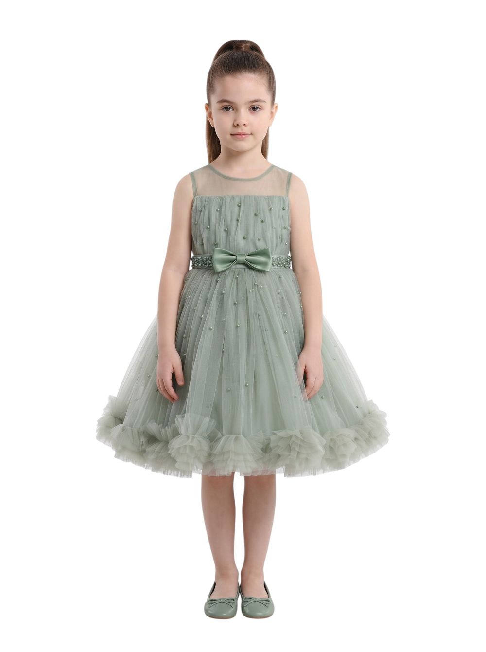 Bidani - Girl's Moonlight Sleeveless Party Dress - Olive