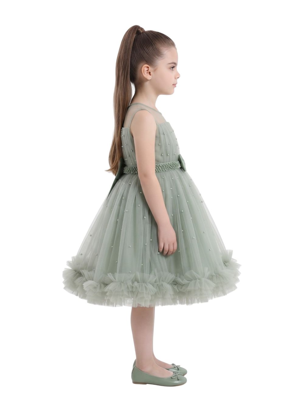 Bidani - Girl's Moonlight Sleeveless Party Dress - Olive