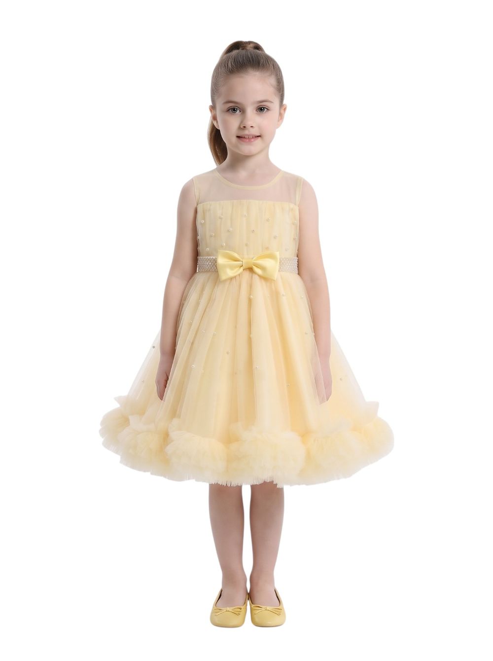Bidani - Girl's Moonlight Sleeveless Party Dress - Yellow