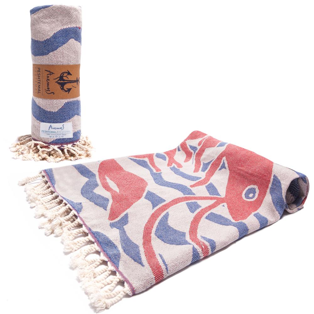 Anemoss - Turkish Beach & Bath Peshtemal - Shrimp Patterned