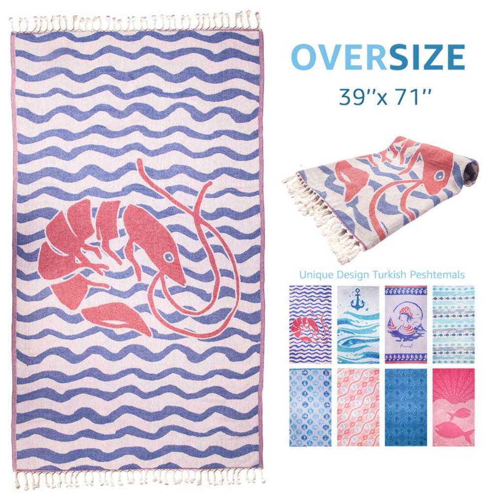 Anemoss - Turkish Beach & Bath Peshtemal - Shrimp Patterned