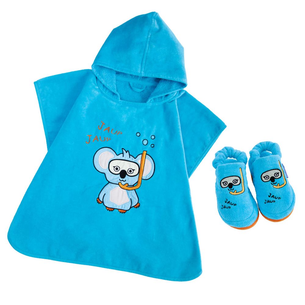 Milk&moo Kids Poncho with House Slippers Cool Koala - Blue