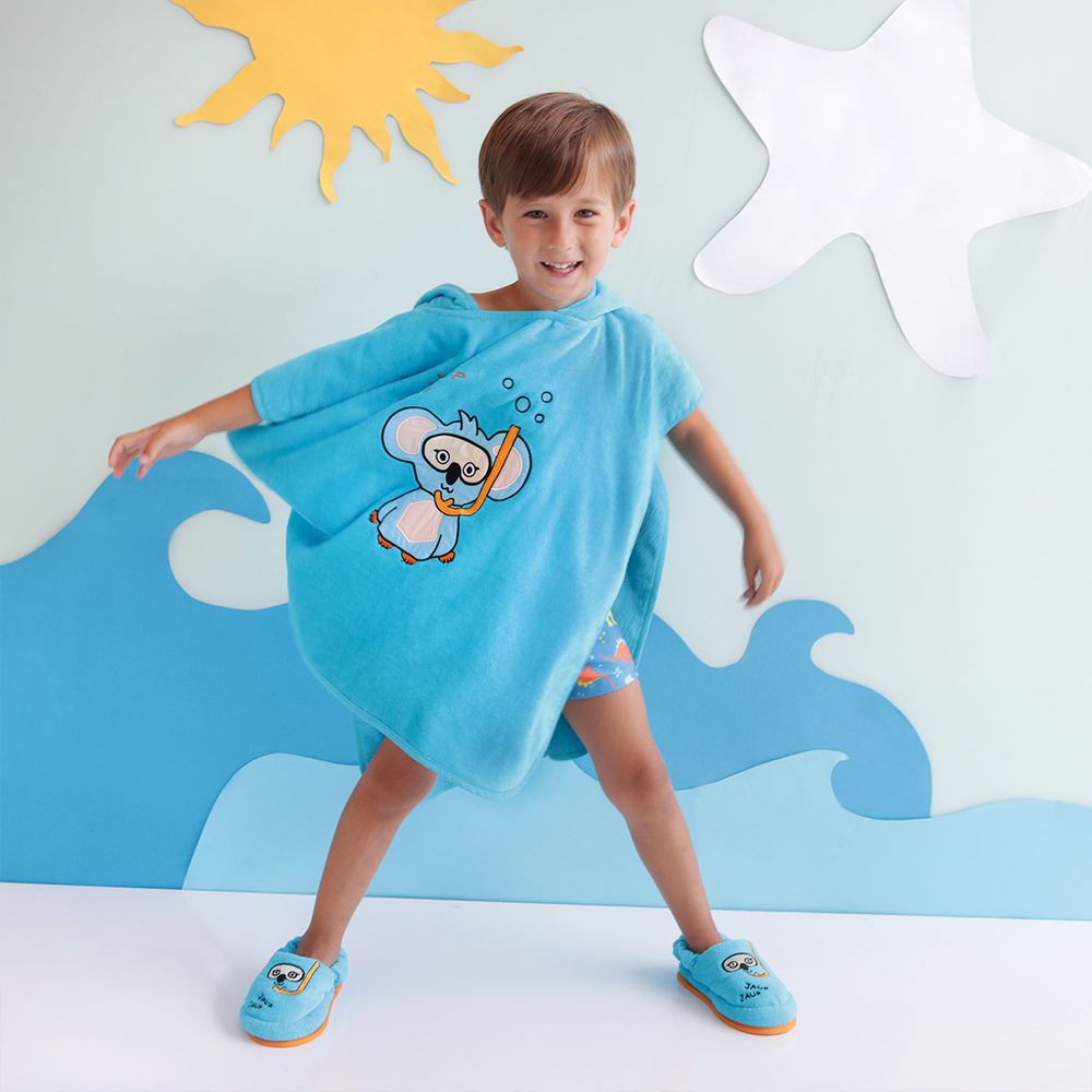 Milk&moo Kids Poncho with House Slippers Cool Koala - Blue