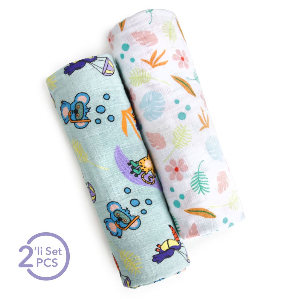 Milk&Moo - Jungle Friends Baby Swaddle Blanket - Pack of 1 - 2pcs