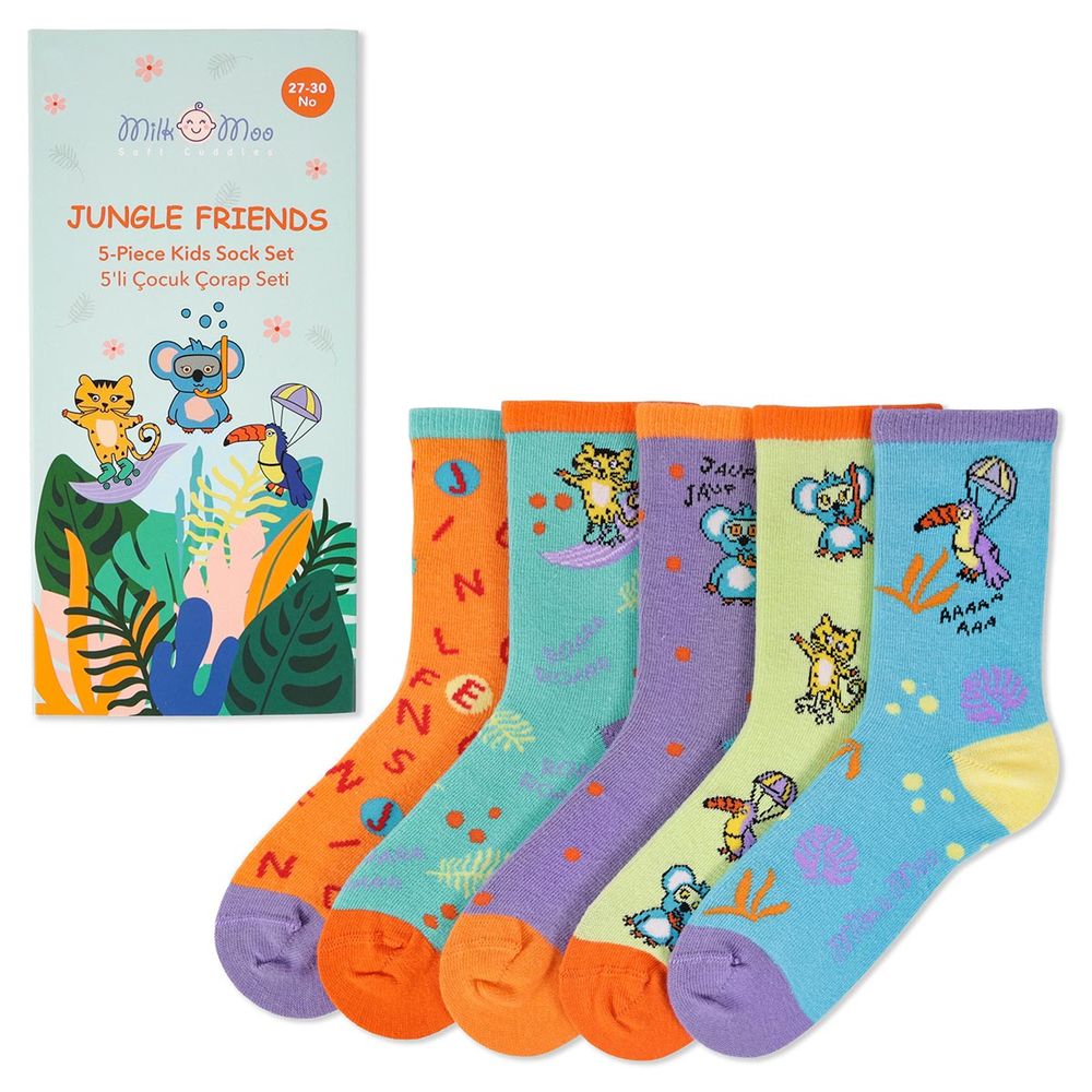 Milk&moo Kids Socks Jungle Friends - Pack of 5