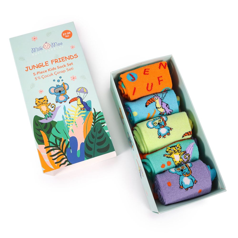 Milk&moo Kids Socks Jungle Friends - Pack of 5